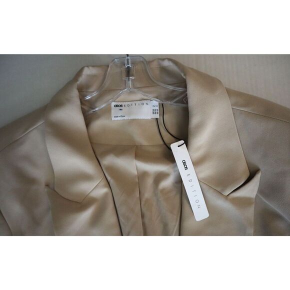 ASOS Edition Curve F101826 Women's Sz 20 Beige Single Breasted One-Button Blazer - Picture 3 of 4